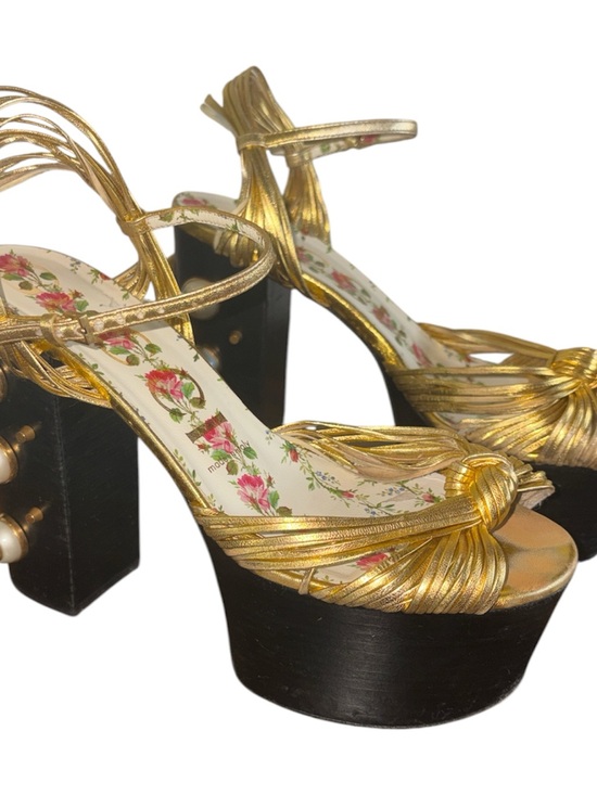 Gucci runway Allie pearl black platform chunky open toe sandal 37.5